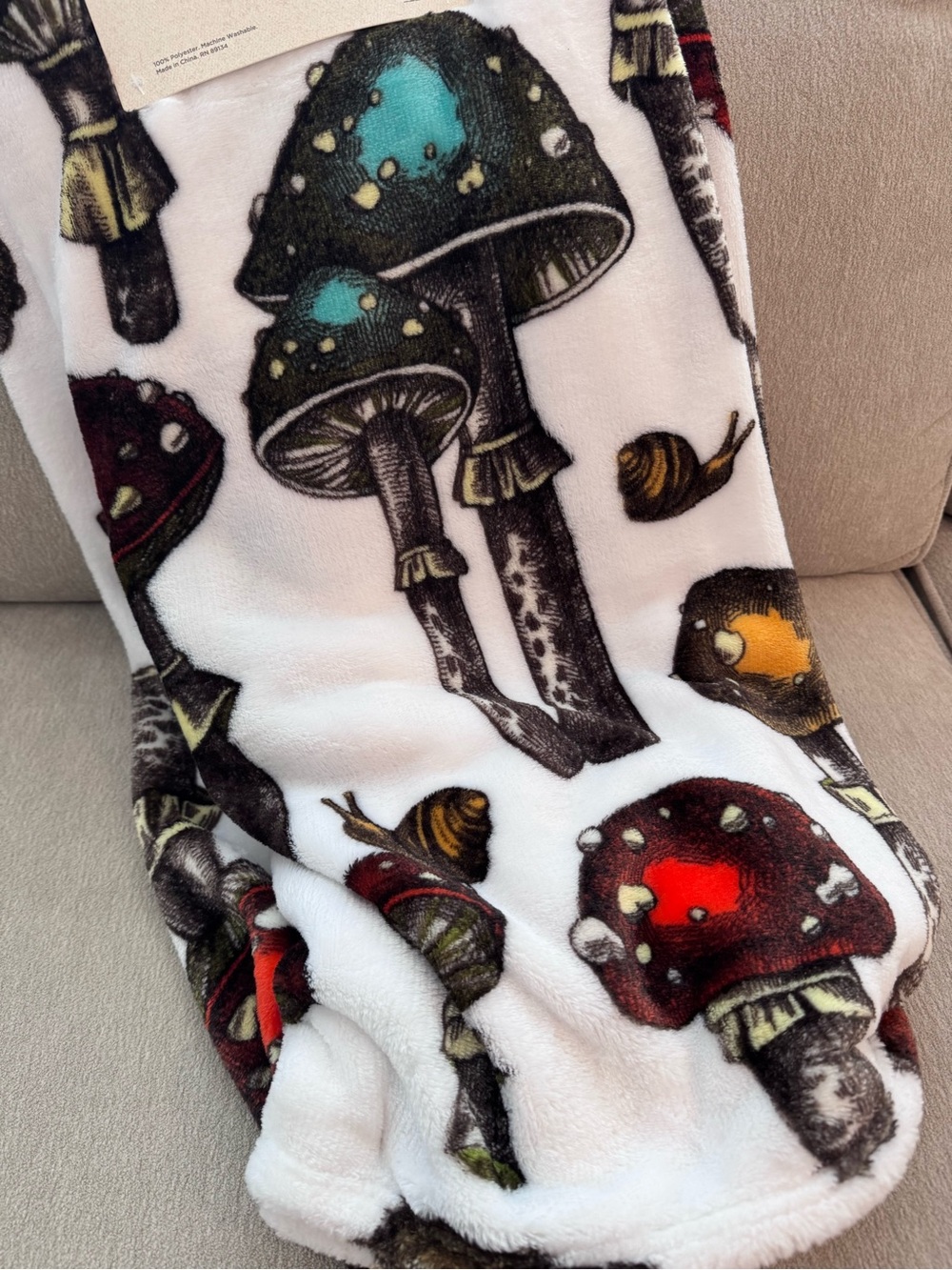 Mushroom Blanket 50x70" Cottagecore Botanical Cozy Plush Throw NWT
